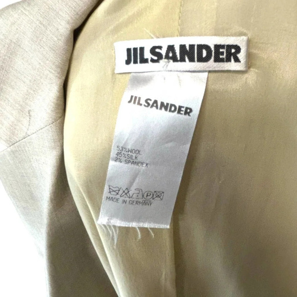 Jil Sander Cream Greige Wool Blend Two-Button Suiting Blazer‎ Size 34 / US 2 - Picture 6 of 9